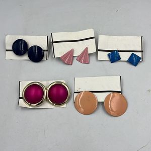Various Geometric Shapes Round Pierced Earrings Lot Jewelry Wear